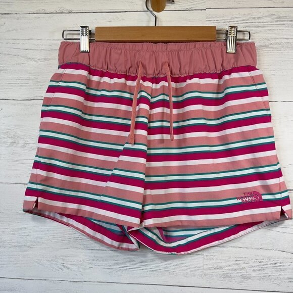 The North Face Shorts Womens Size Small Classic V Pink Striped Mini 4 in Outdoor - Picture 1 of 16